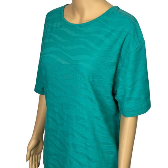 Vintage Blast Womens XL 2-Piece Aqua Turquoise Short Sleeve Blouse Shorts Outfit - Picture 7 of 13